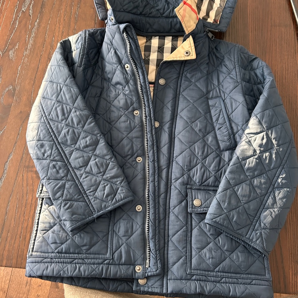 Quilted Blue Jacket with Hood